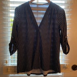 Beacon Black and White Windowpane Blouse - M